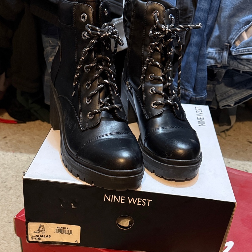 Nine West Black Lace-Up Boots for Women